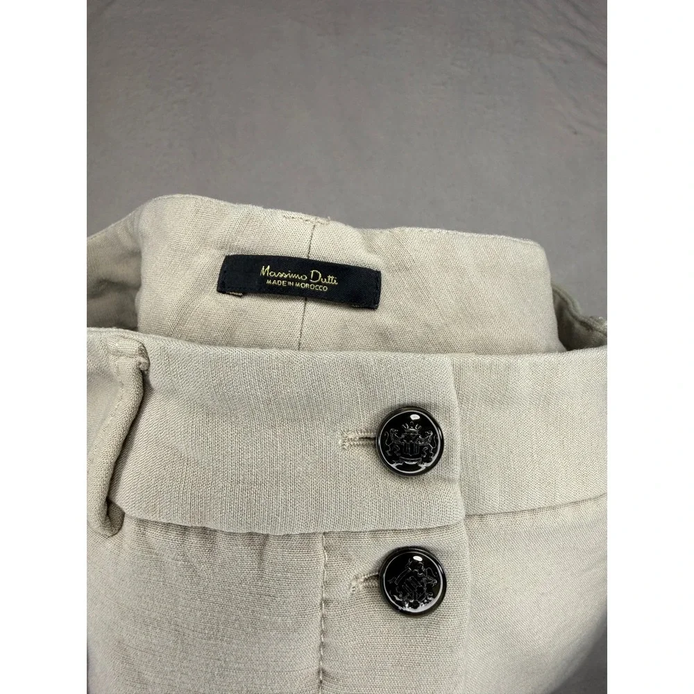 Massimo Dutti Womens Tan Khaki High Rise Slim Fit Trousers Size 2